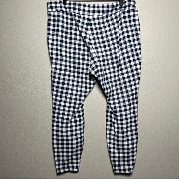 Lands End Women Serious Sweats Pants 1X Blue White Gingham Capri Pull On Elastic - Picture 2 of 9